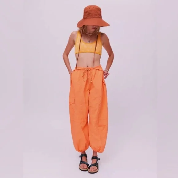 NEW Urban Outfitters | UO Waylan Nylon Jogger Pant Neon Orange Parachute Pants - Picture 4 of 9